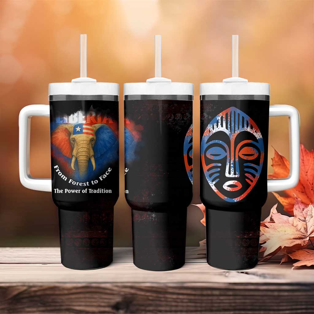Liberia Elephant Power of Tradition Tumbler With Handle Tribal Red Blue Splash TS04