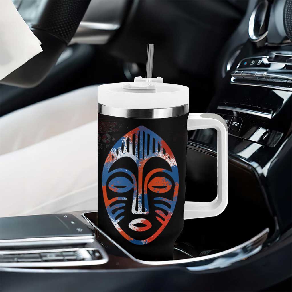 Liberia Elephant Power of Tradition Tumbler With Handle Tribal Red Blue Splash TS04