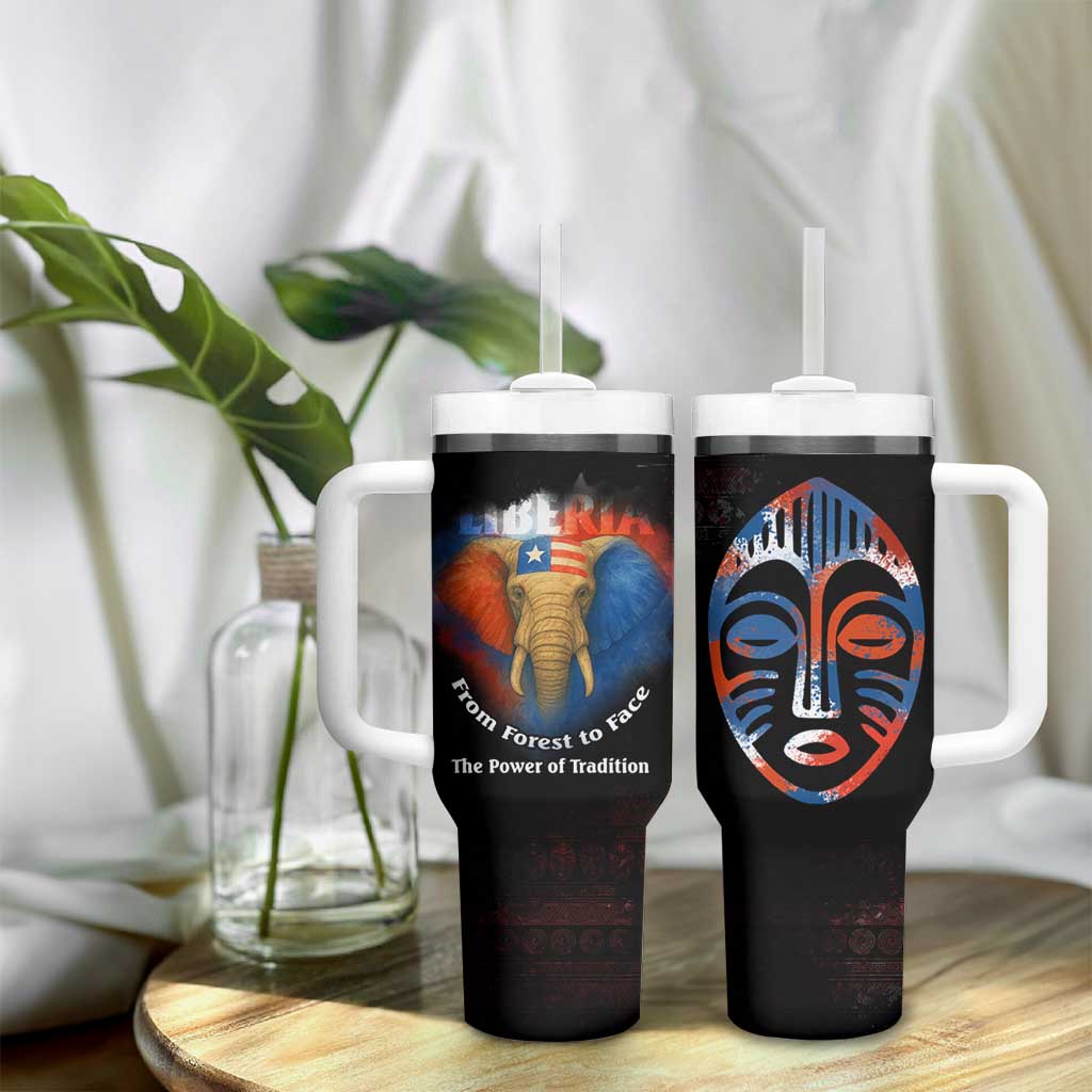 Liberia Elephant Power of Tradition Tumbler With Handle Tribal Red Blue Splash TS04