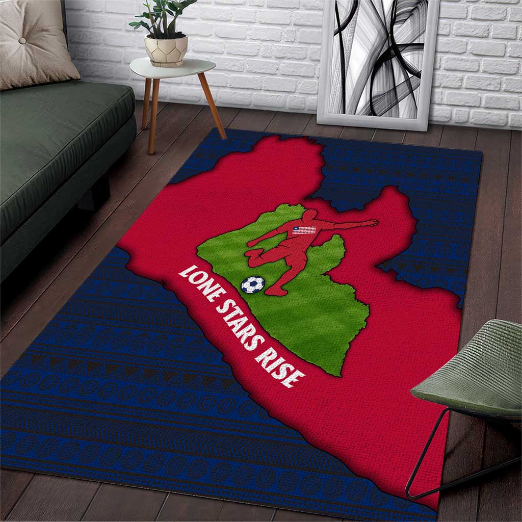 Liberia Lone Stars Rise Football Area Rug Map Graphic and National Flag TS04