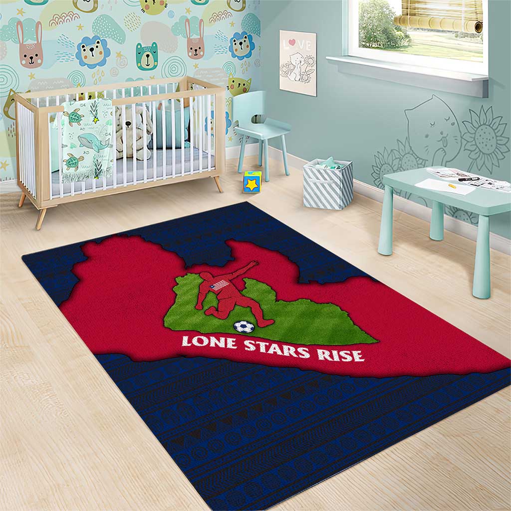 Liberia Lone Stars Rise Football Area Rug Map Graphic and National Flag TS04
