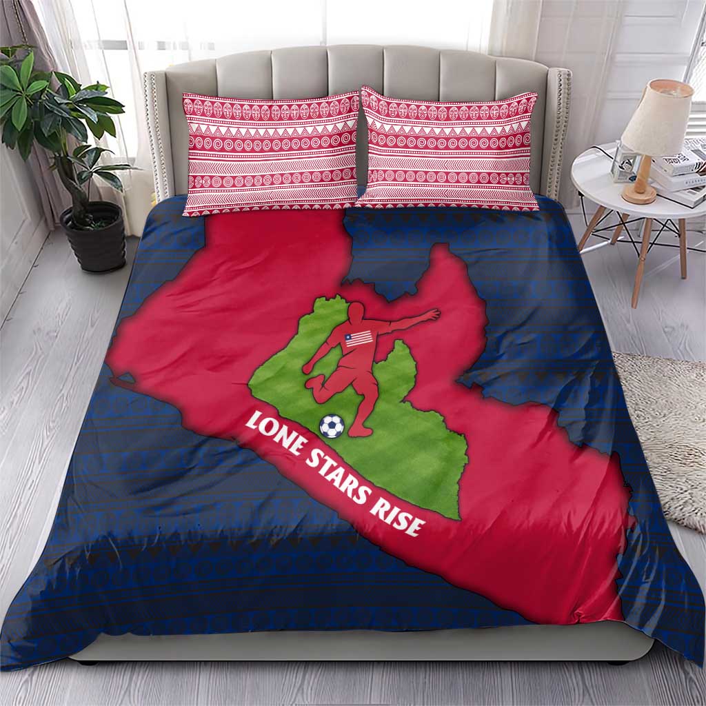 Liberia Lone Stars Rise Football Bedding Set Map Graphic and National Flag TS04