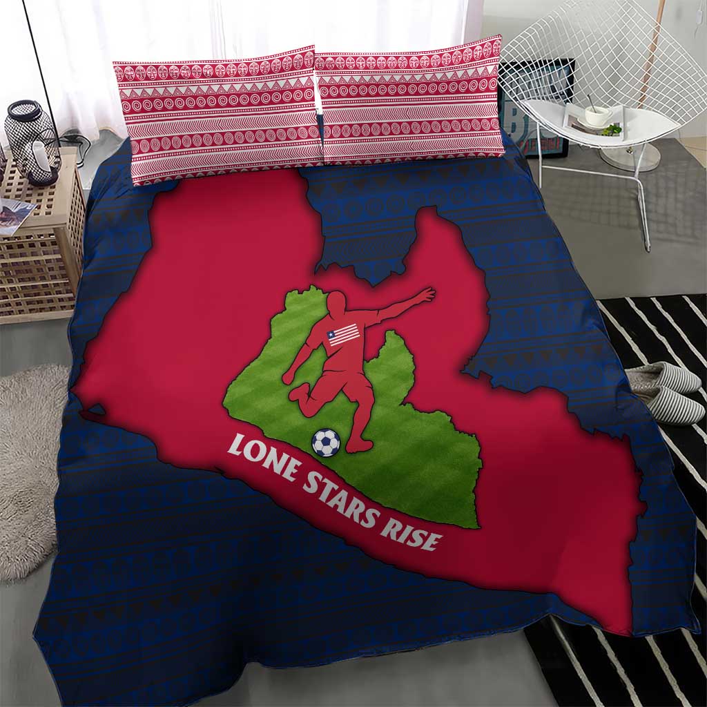 Liberia Lone Stars Rise Football Bedding Set Map Graphic and National Flag TS04