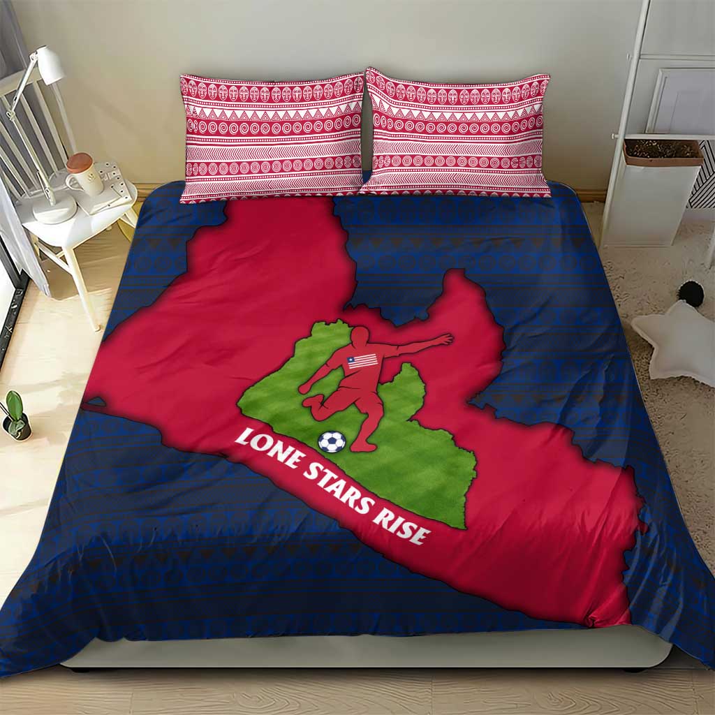 Liberia Lone Stars Rise Football Bedding Set Map Graphic and National Flag TS04