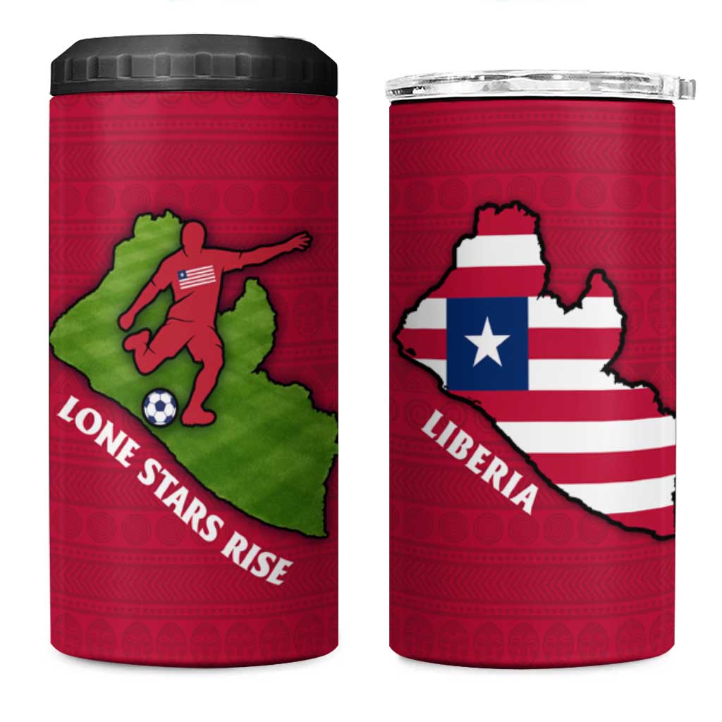 Liberia Lone Stars Rise Football 4 in 1 Can Cooler Tumbler Map Graphic and National Flag TS04