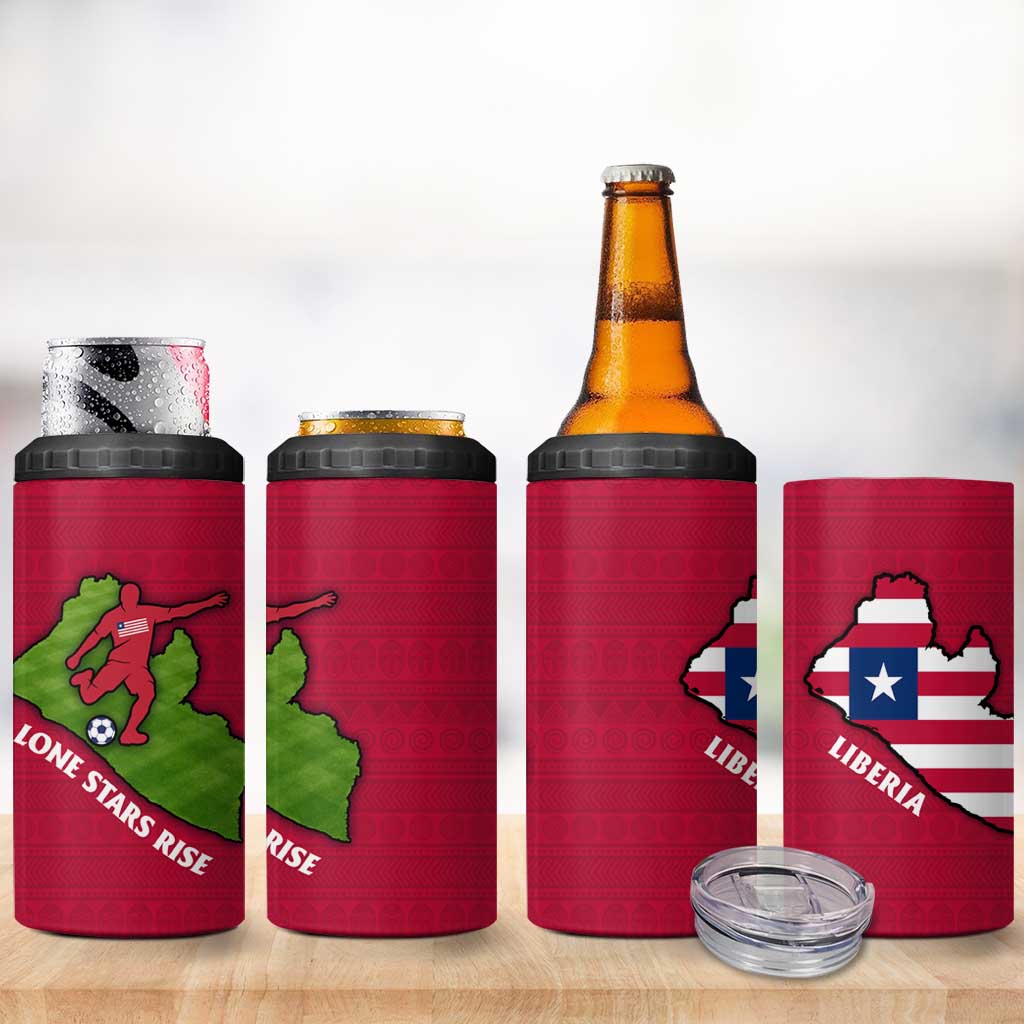 Liberia Lone Stars Rise Football 4 in 1 Can Cooler Tumbler Map Graphic and National Flag TS04