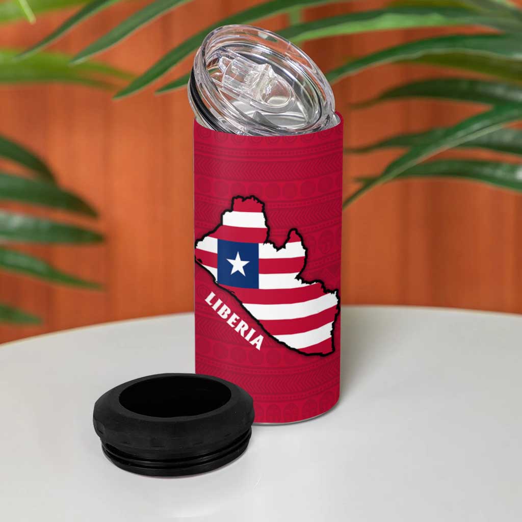 Liberia Lone Stars Rise Football 4 in 1 Can Cooler Tumbler Map Graphic and National Flag TS04