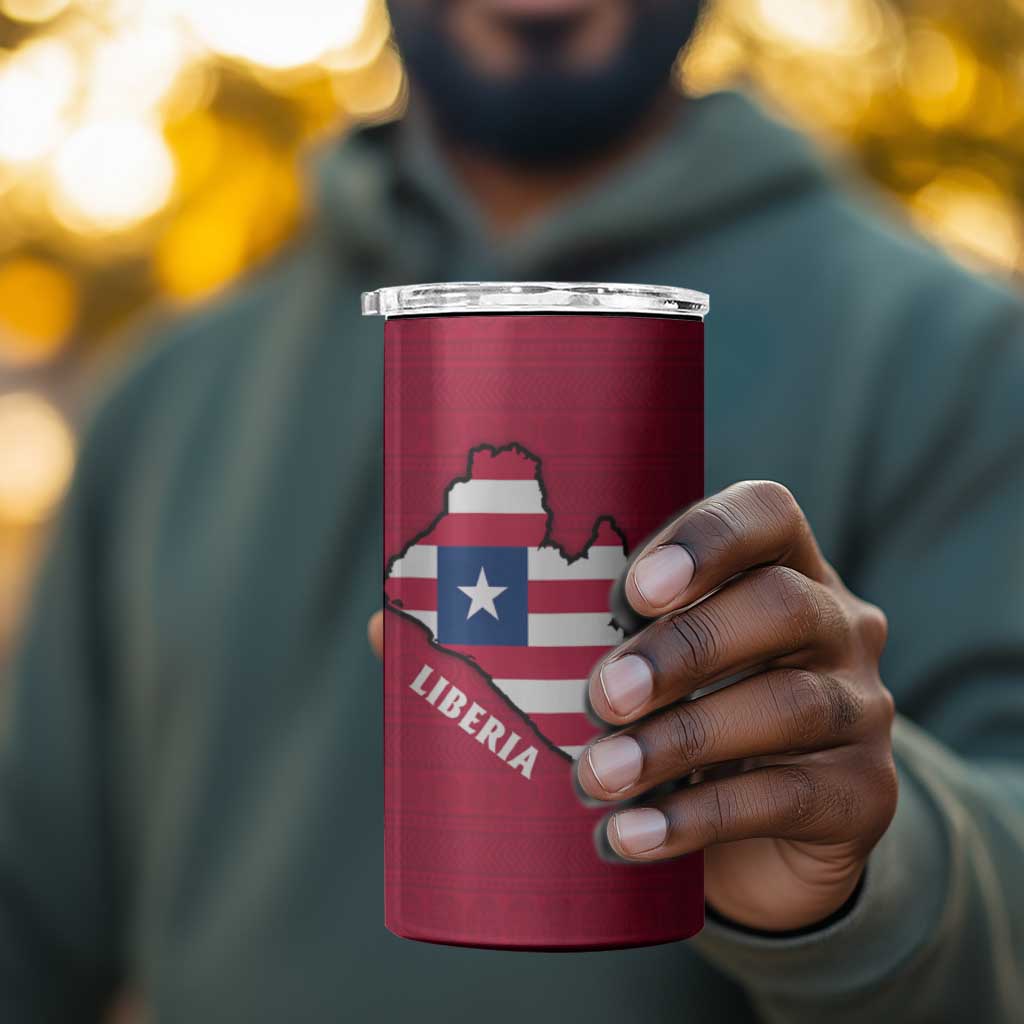 Liberia Lone Stars Rise Football 4 in 1 Can Cooler Tumbler Map Graphic and National Flag TS04