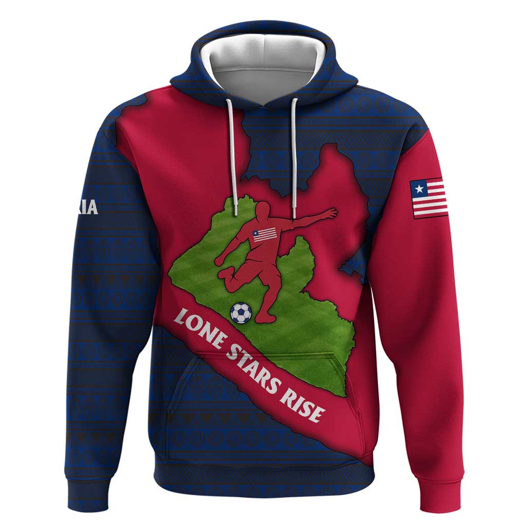 Liberia Lone Stars Rise Football Hoodie with Map Graphic and National Flag Design TS04