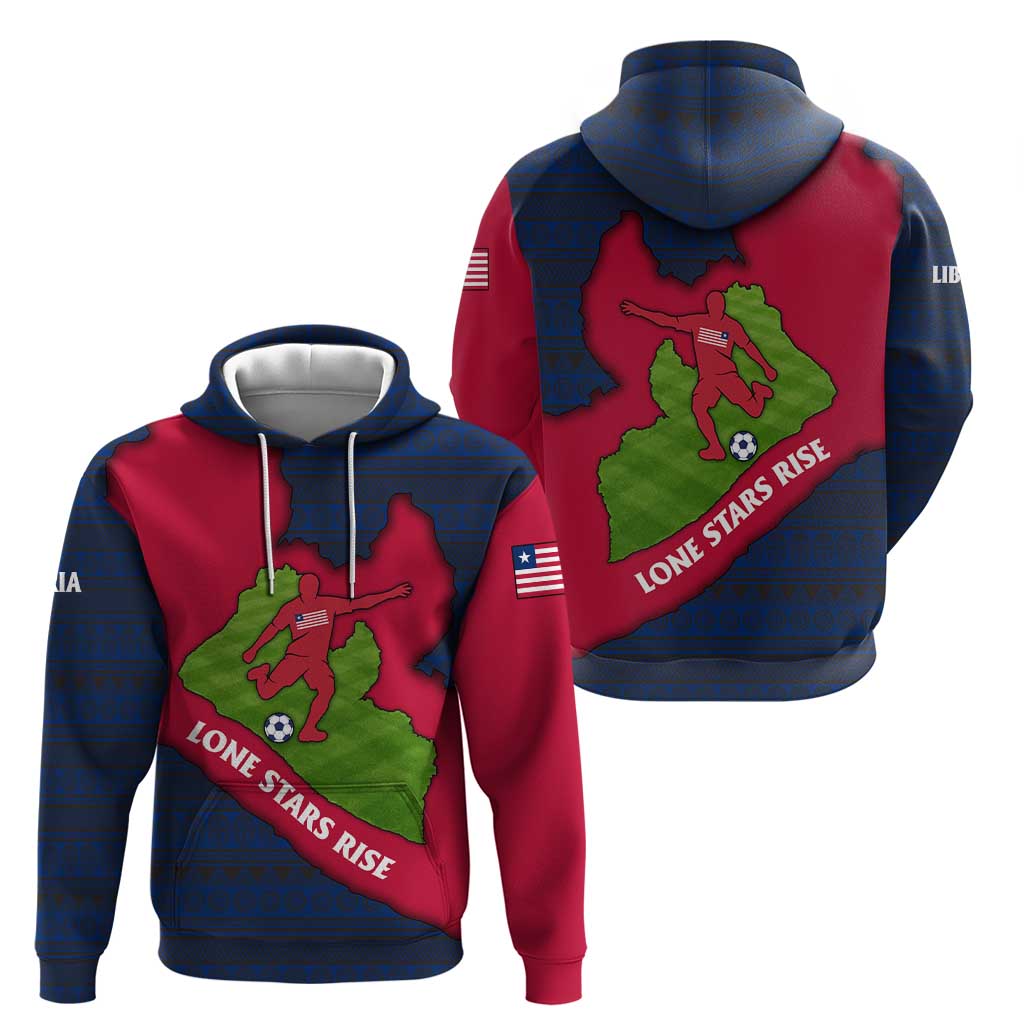 Liberia Lone Stars Rise Football Hoodie with Map Graphic and National Flag Design TS04