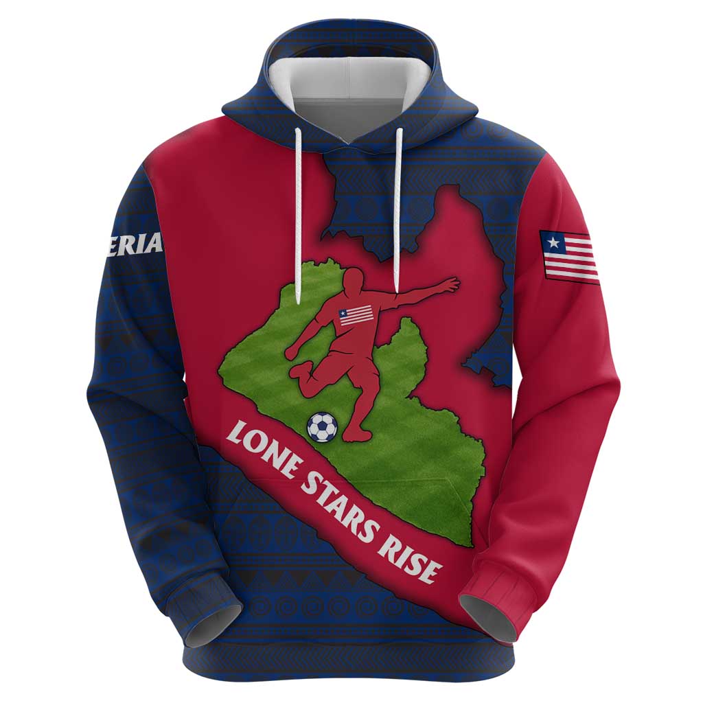 Liberia Lone Stars Rise Football Hoodie with Map Graphic and National Flag Design TS04