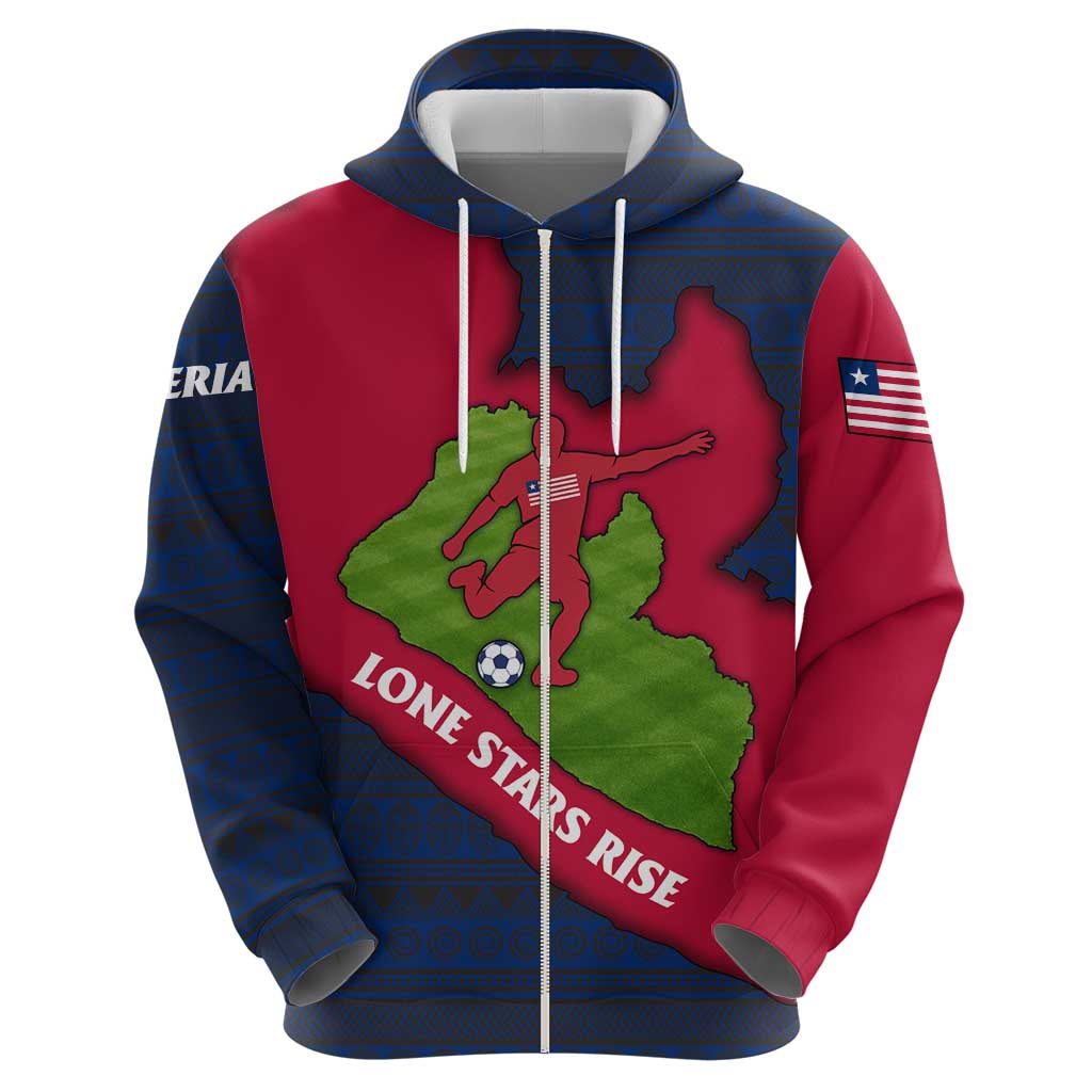 Liberia Lone Stars Rise Football Hoodie with Map Graphic and National Flag Design TS04