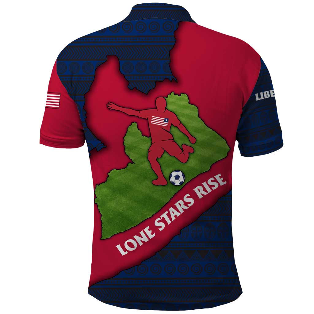 Liberia Lone Stars Rise Football Polo Shirt with Map Graphic and National Flag Design TS04