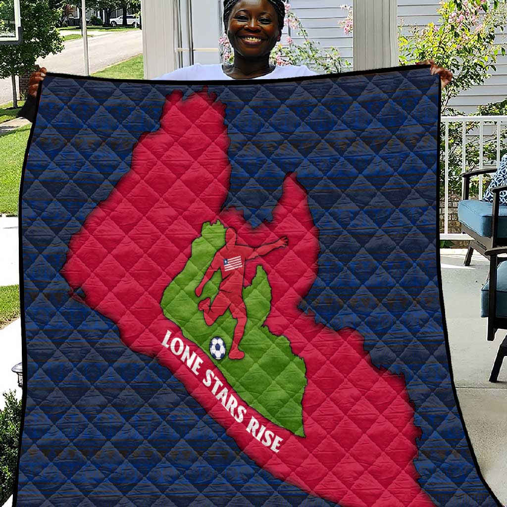 Liberia Lone Stars Rise Football Quilt Map Graphic and National Flag TS04