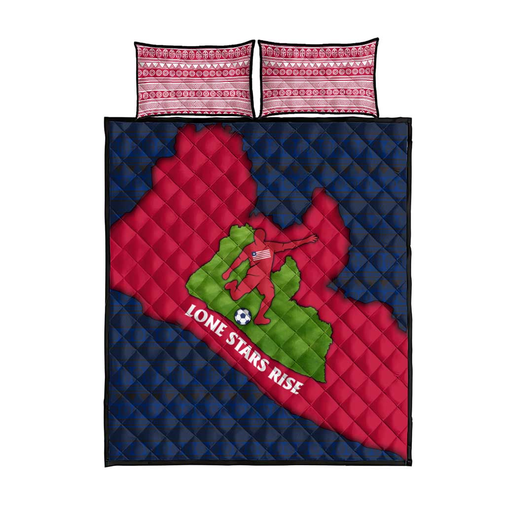 Liberia Lone Stars Rise Football Quilt Bed Set Map Graphic and National Flag TS04