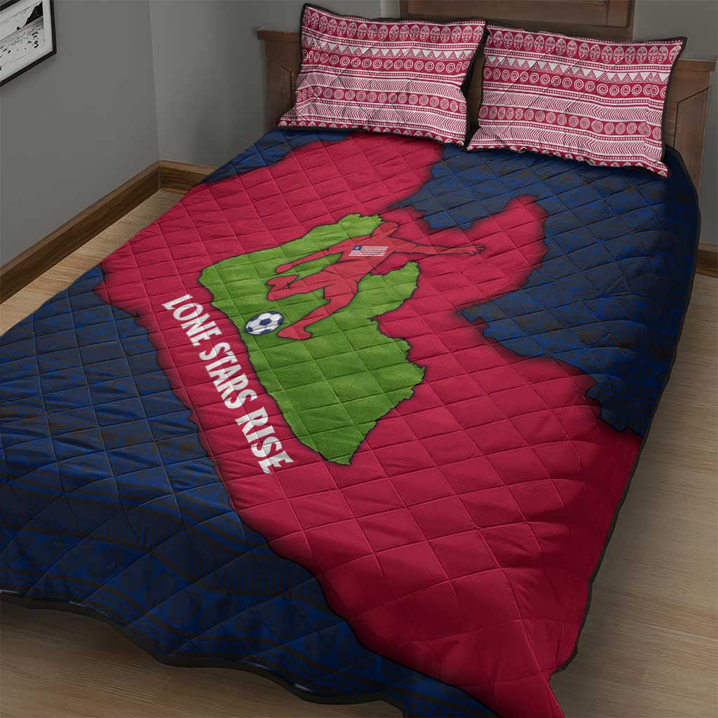 Liberia Lone Stars Rise Football Quilt Bed Set Map Graphic and National Flag TS04