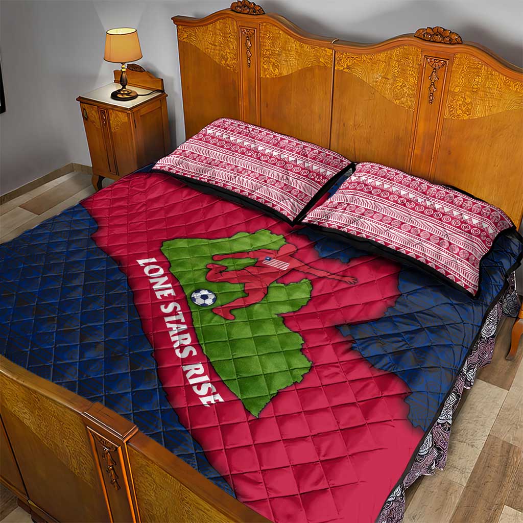 Liberia Lone Stars Rise Football Quilt Bed Set Map Graphic and National Flag TS04