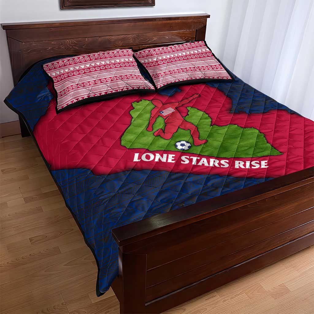 Liberia Lone Stars Rise Football Quilt Bed Set Map Graphic and National Flag TS04