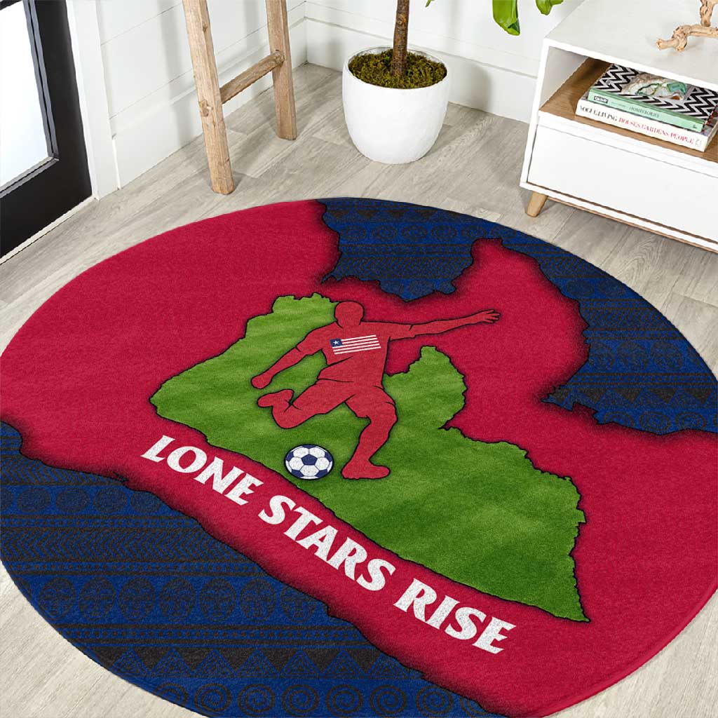 Liberia Lone Stars Rise Football Round Carpet Map Graphic and National Flag TS04