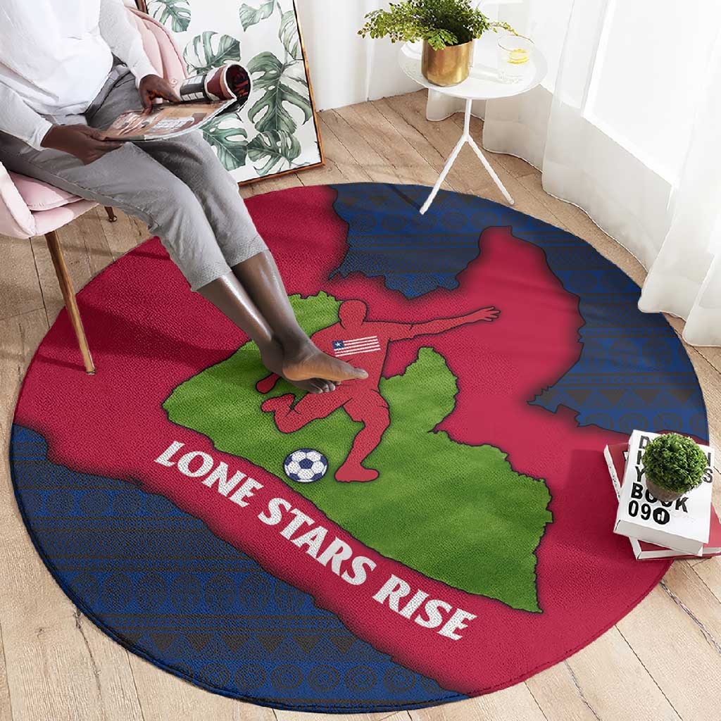 Liberia Lone Stars Rise Football Round Carpet Map Graphic and National Flag TS04