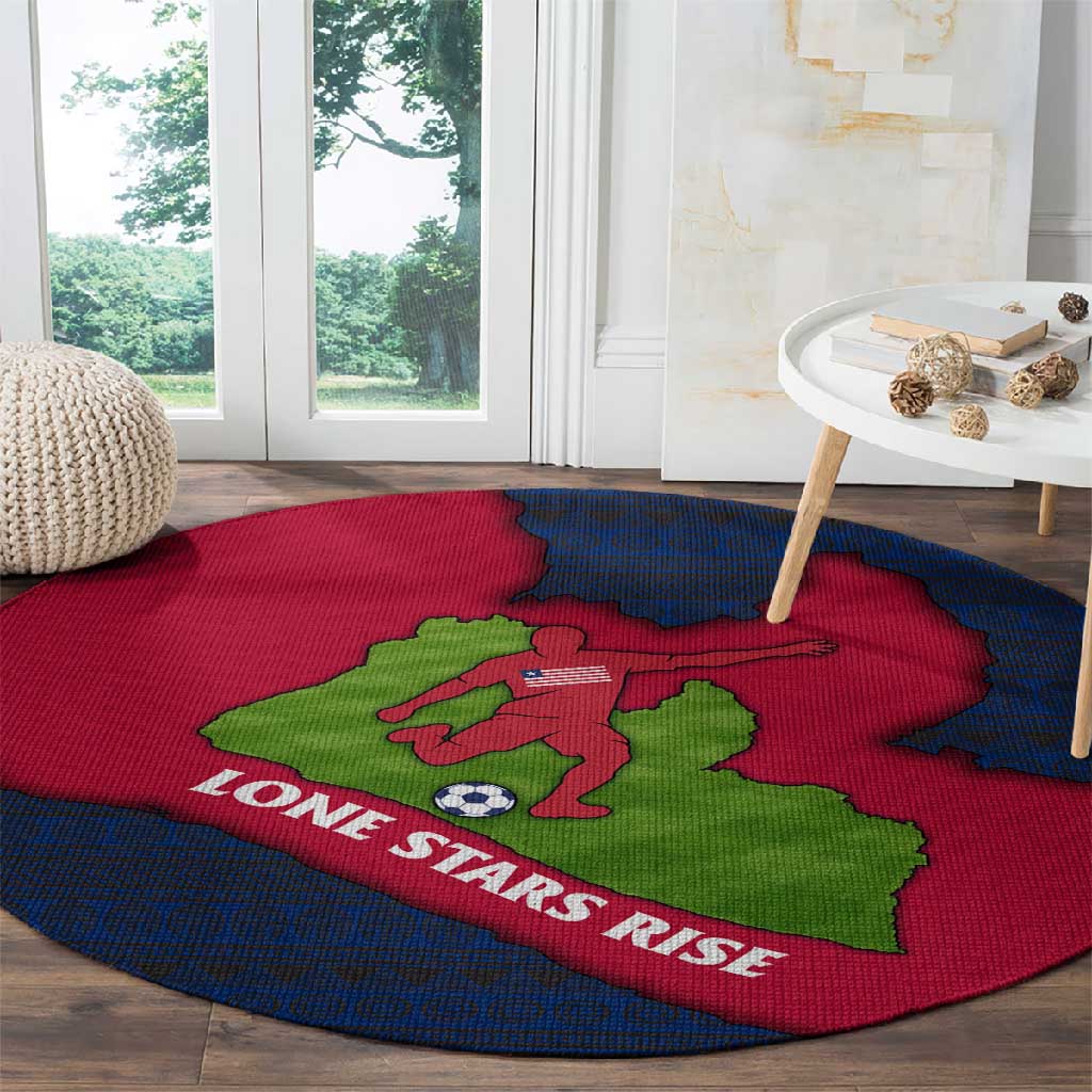 Liberia Lone Stars Rise Football Round Carpet Map Graphic and National Flag TS04