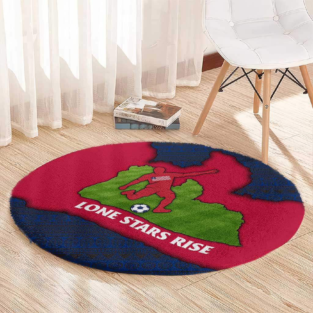 Liberia Lone Stars Rise Football Round Carpet Map Graphic and National Flag TS04