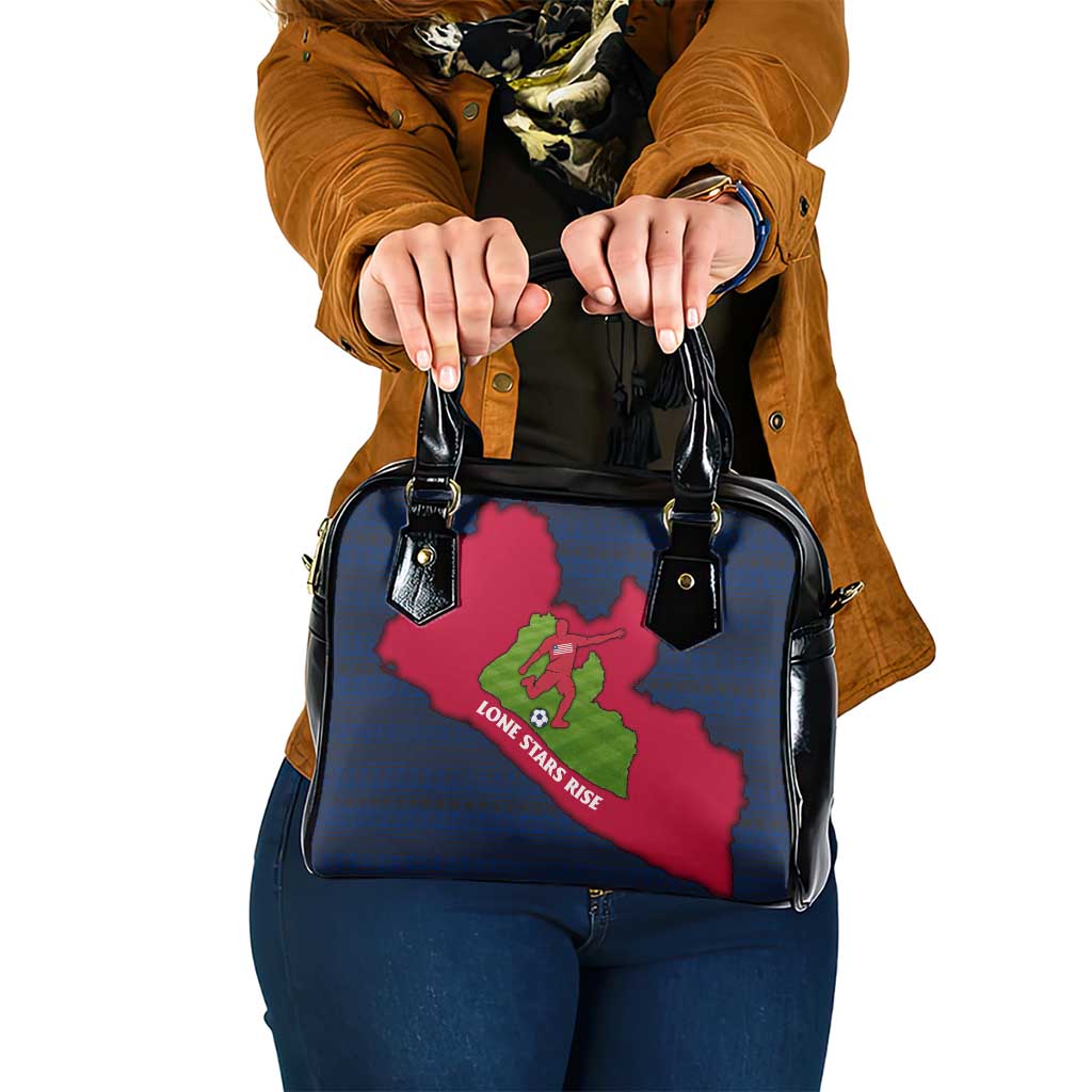 Liberia Lone Stars Rise Football Shoulder Handbag with Map Graphic and National Flag Design TS04