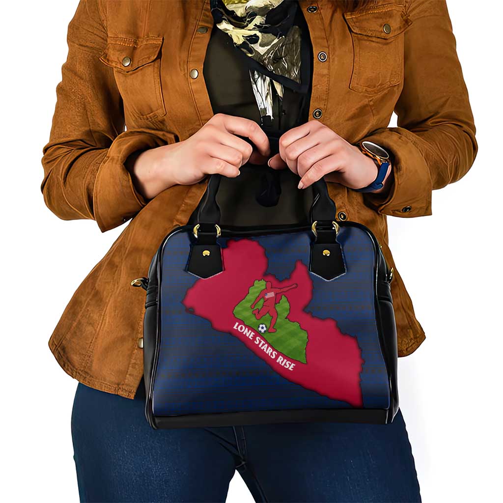 Liberia Lone Stars Rise Football Shoulder Handbag with Map Graphic and National Flag Design TS04