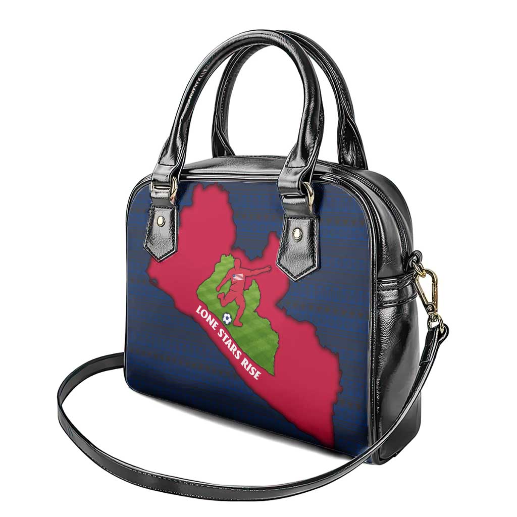 Liberia Lone Stars Rise Football Shoulder Handbag with Map Graphic and National Flag Design TS04
