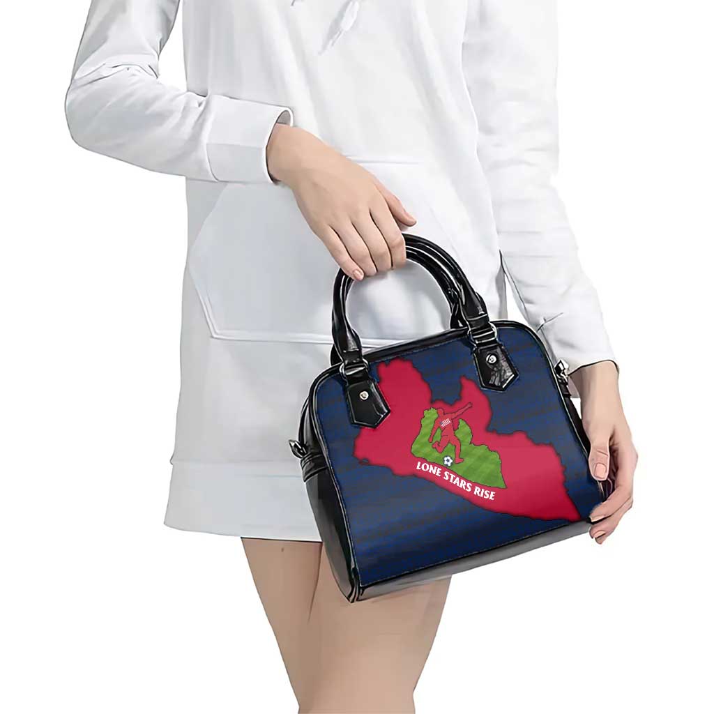 Liberia Lone Stars Rise Football Shoulder Handbag with Map Graphic and National Flag Design TS04