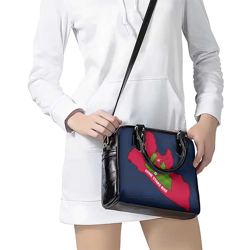Liberia Lone Stars Rise Football Shoulder Handbag with Map Graphic and National Flag Design TS04