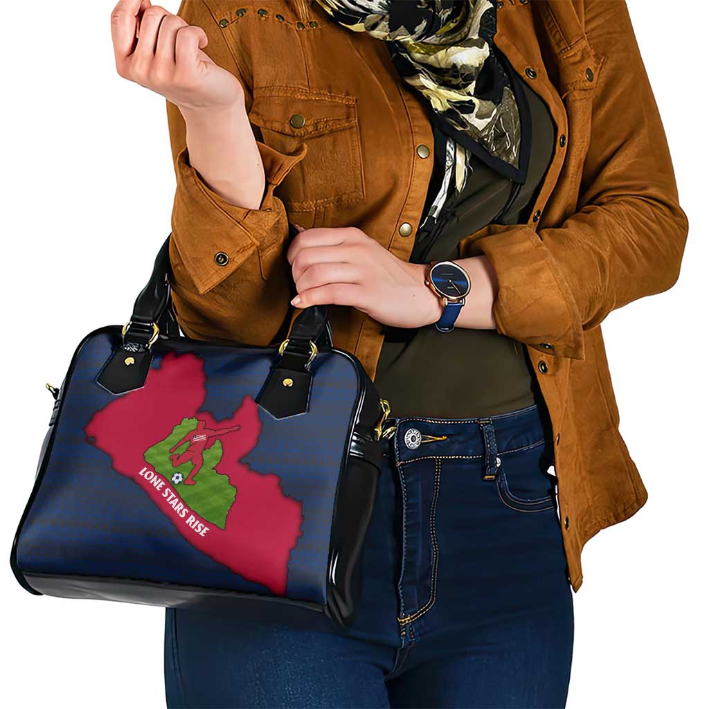 Liberia Lone Stars Rise Football Shoulder Handbag with Map Graphic and National Flag Design TS04