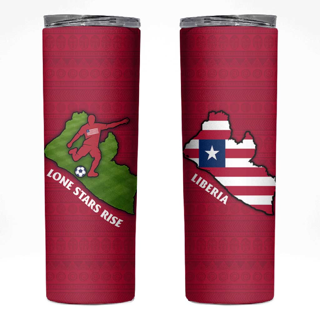 Liberia Lone Stars Rise Football Skinny Tumbler Map Graphic and National Flag TS04