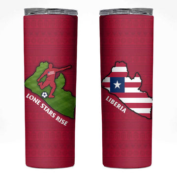Liberia Lone Stars Rise Football Skinny Tumbler Map Graphic and National Flag TS04