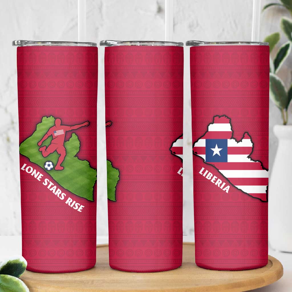 Liberia Lone Stars Rise Football Skinny Tumbler Map Graphic and National Flag TS04