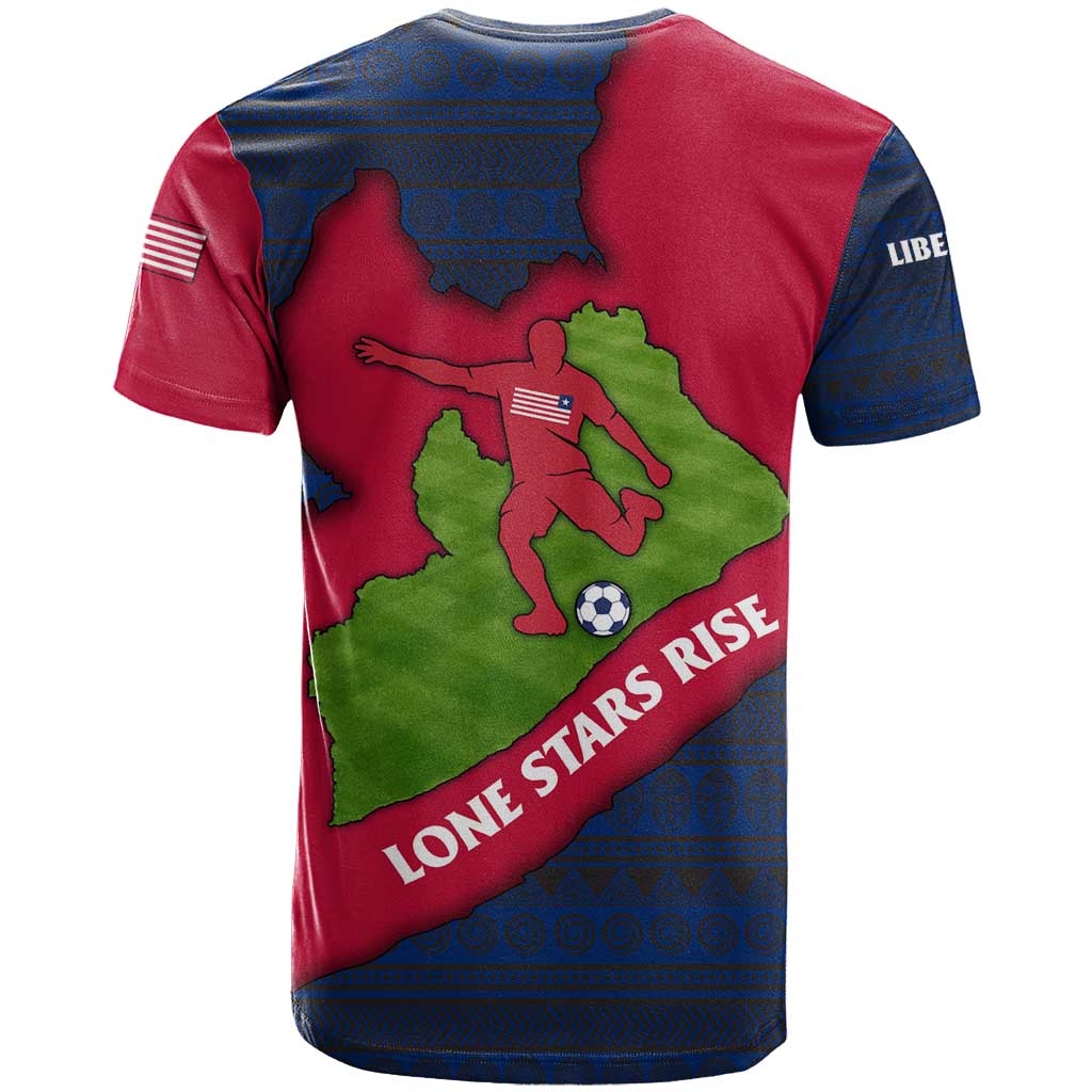 Liberia Lone Stars Rise Football T shirt Map Graphic and National Flag TS04