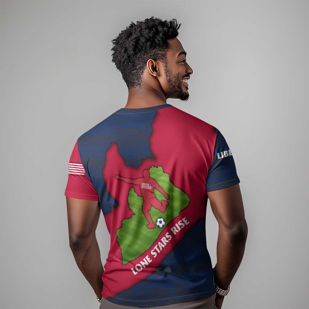 Liberia Lone Stars Rise Football T shirt Map Graphic and National Flag TS04