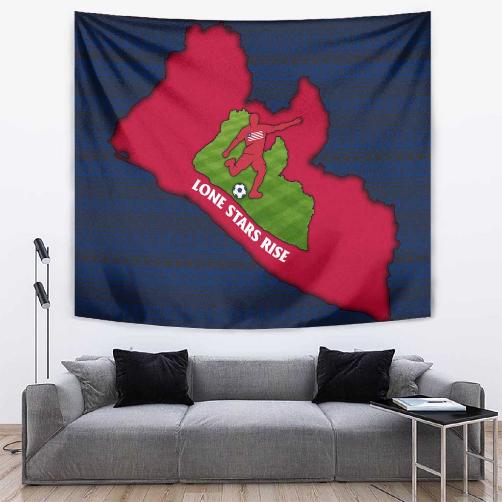 Liberia Lone Stars Rise Football Tapestry Map Graphic and National Flag TS04