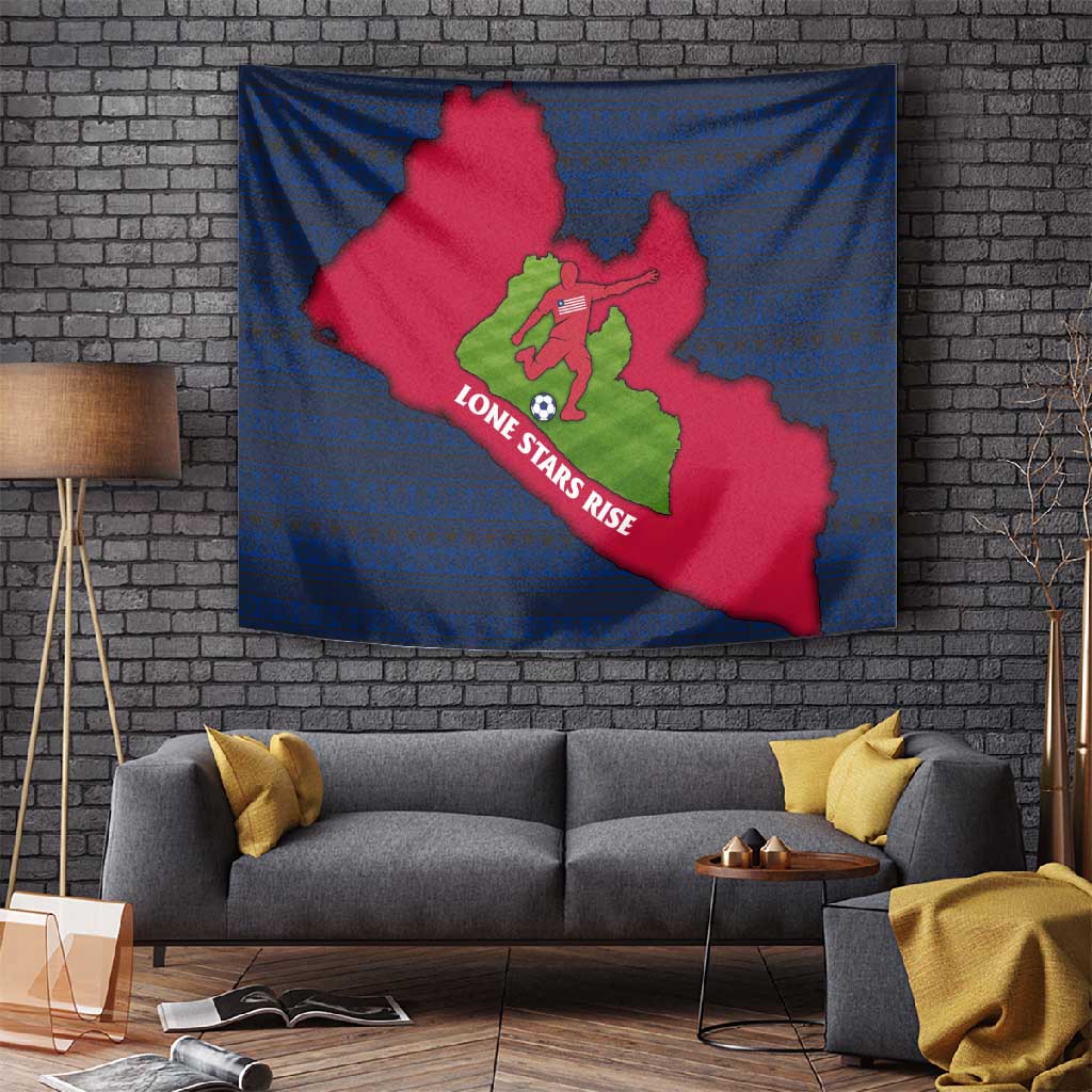 Liberia Lone Stars Rise Football Tapestry Map Graphic and National Flag TS04