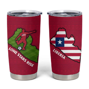 Liberia Lone Stars Rise Football Tumbler Cup Map Graphic and National Flag TS04