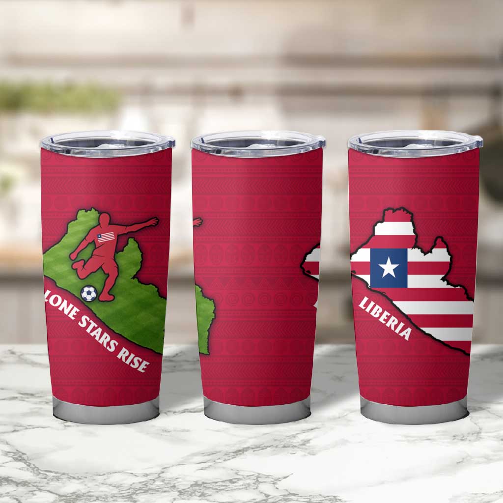 Liberia Lone Stars Rise Football Tumbler Cup Map Graphic and National Flag TS04