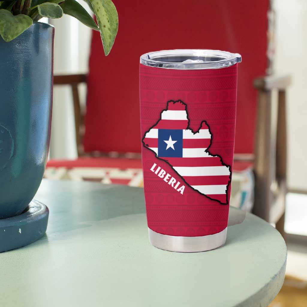 Liberia Lone Stars Rise Football Tumbler Cup Map Graphic and National Flag TS04