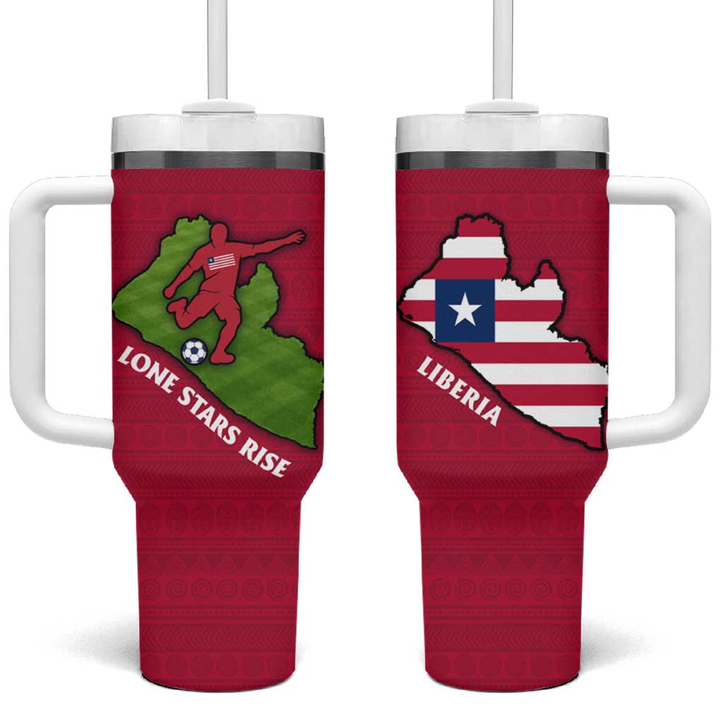 Liberia Lone Stars Rise Football Tumbler With Handle Map Graphic and National Flag TS04