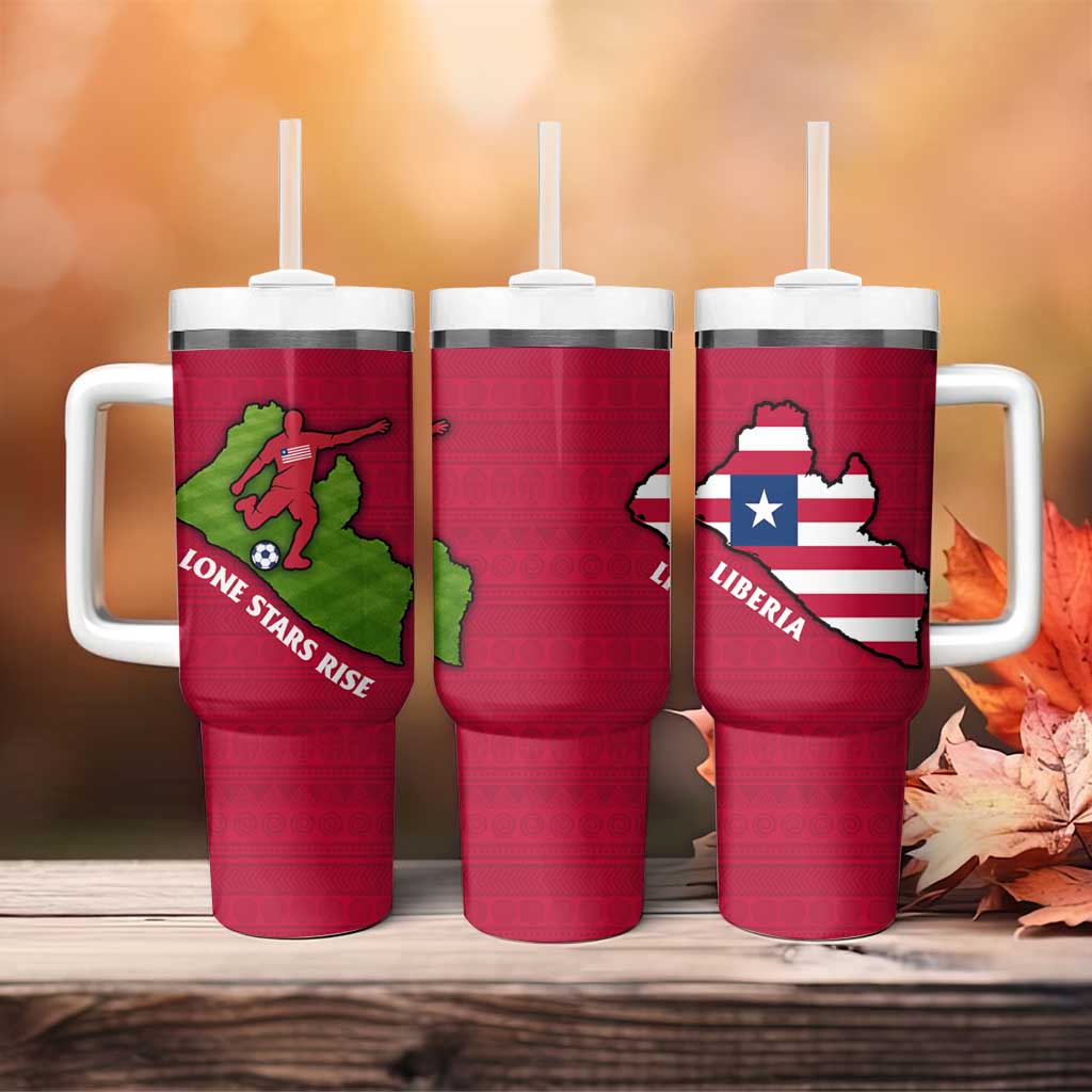 Liberia Lone Stars Rise Football Tumbler With Handle Map Graphic and National Flag TS04