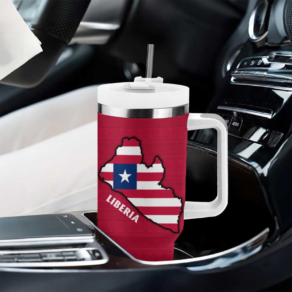 Liberia Lone Stars Rise Football Tumbler With Handle Map Graphic and National Flag TS04