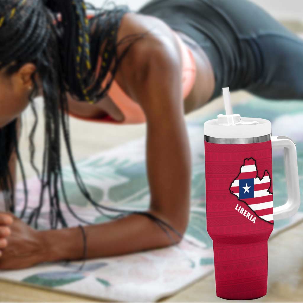 Liberia Lone Stars Rise Football Tumbler With Handle Map Graphic and National Flag TS04