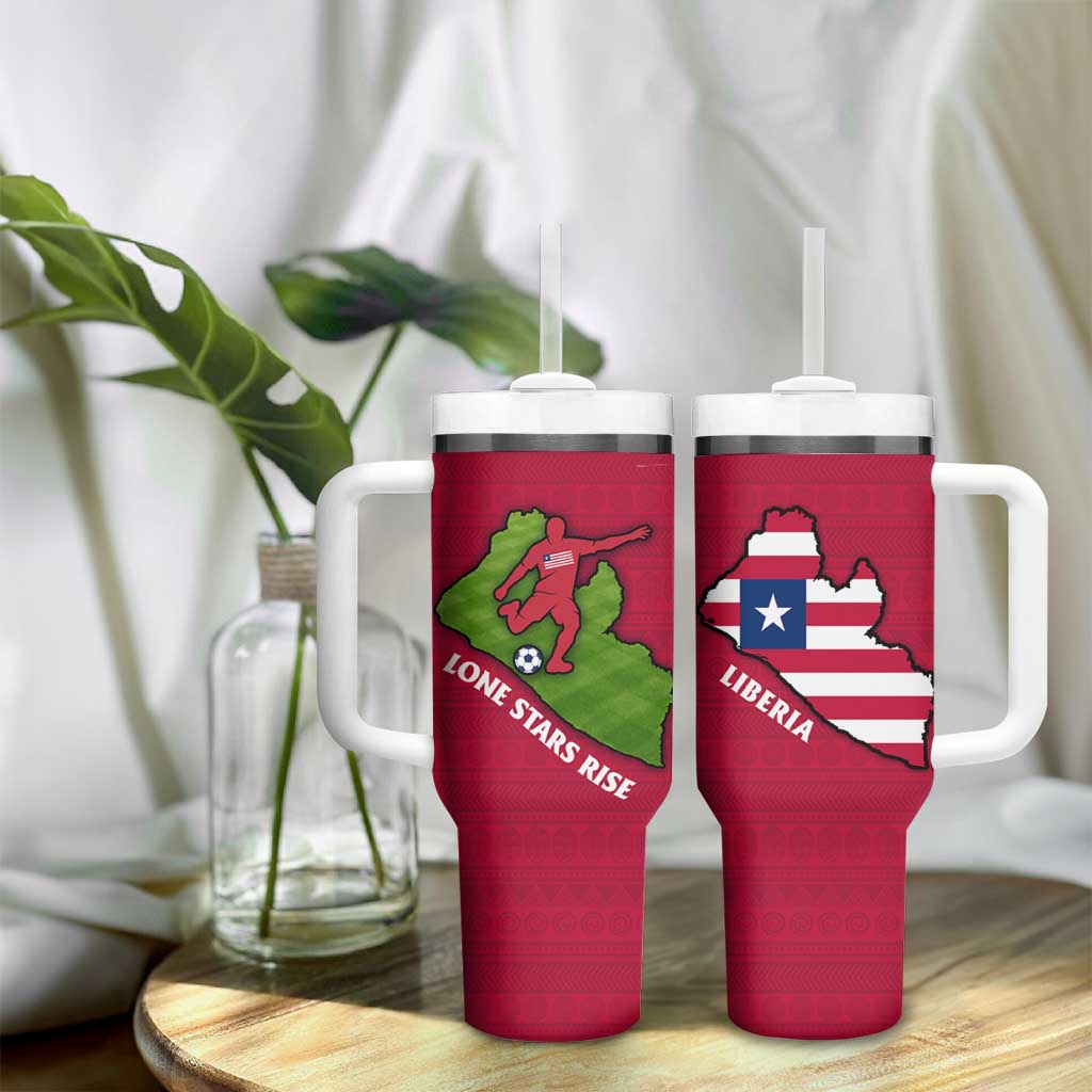 Liberia Lone Stars Rise Football Tumbler With Handle Map Graphic and National Flag TS04