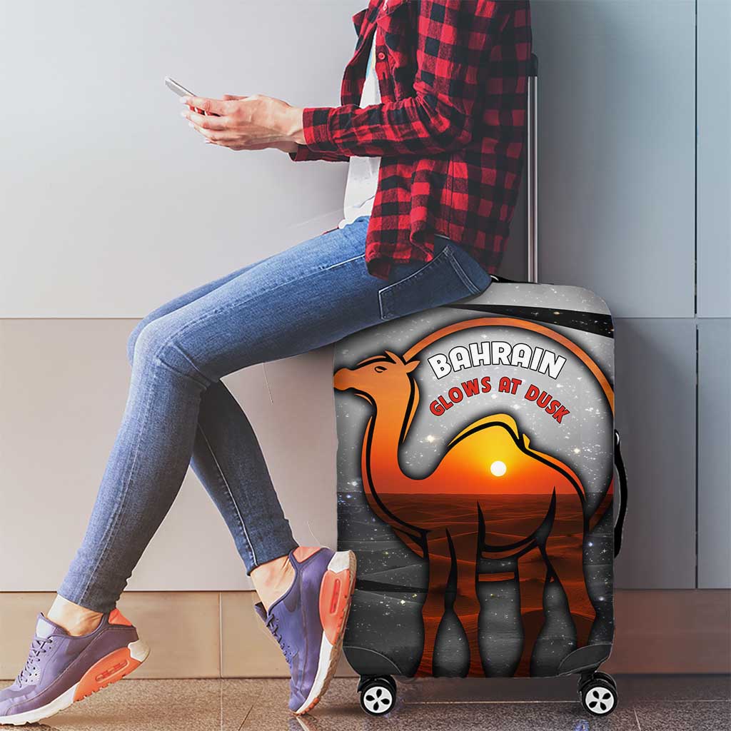 Bahrain Desert Camel Luggage Cover with Sunset Glow and Starry Sky TS04