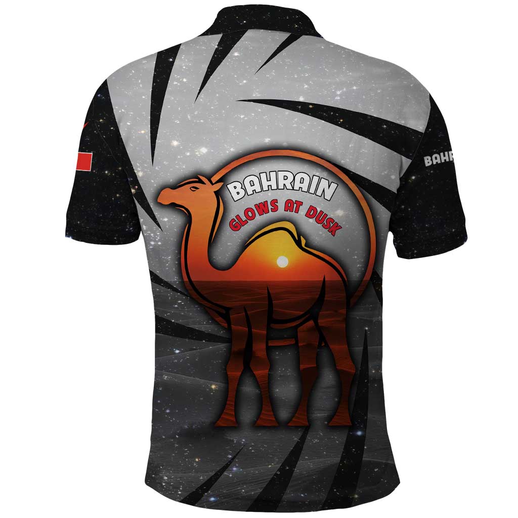 Bahrain Desert Camel Polo Shirt with Sunset Glow and Starry Sky TS04