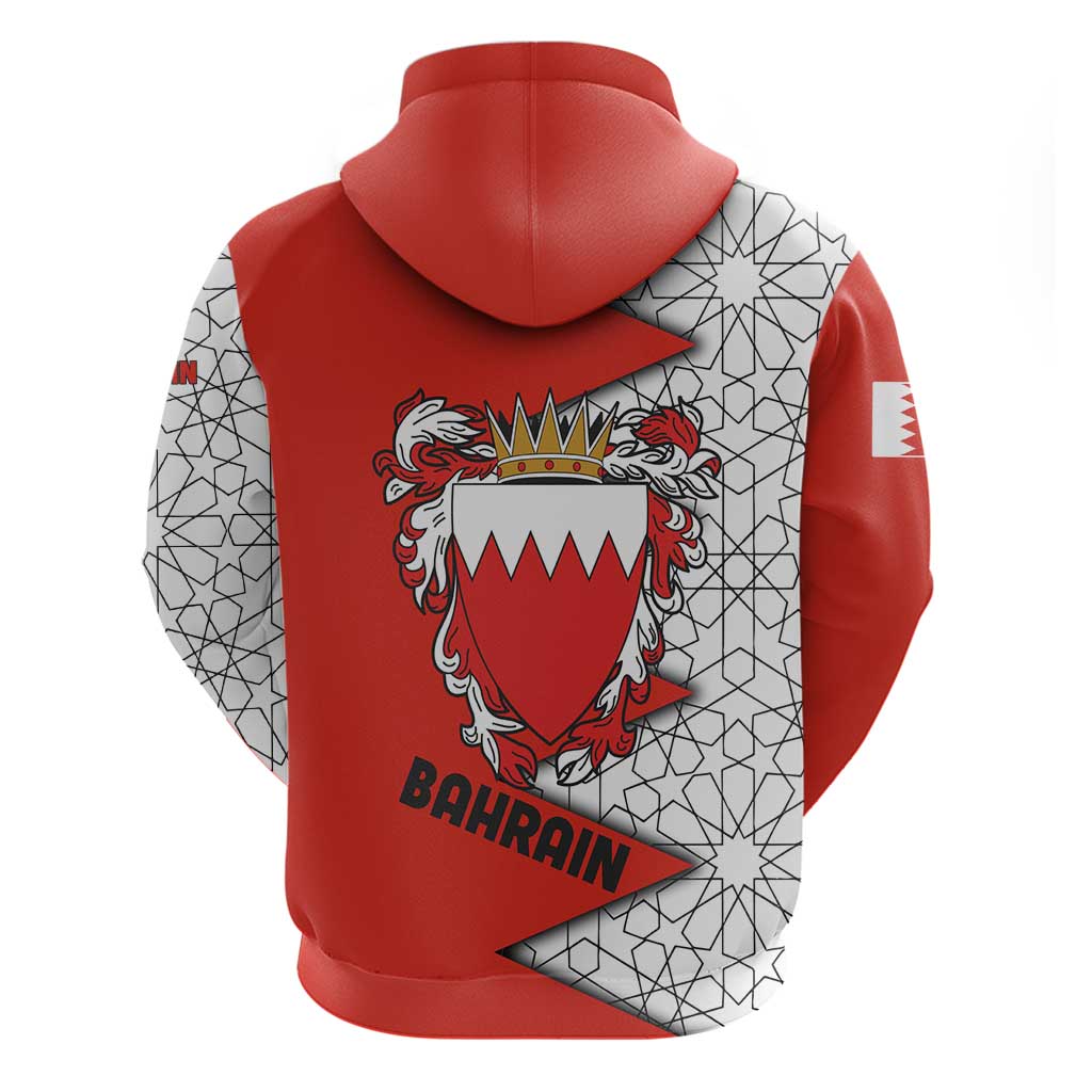 Bahrain Shield Design Hoodie with Arabesque Tile Motif in Red TS04